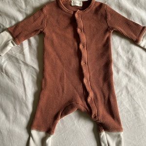 Fin & Vince waffle knit romper copper brown 3-6 months